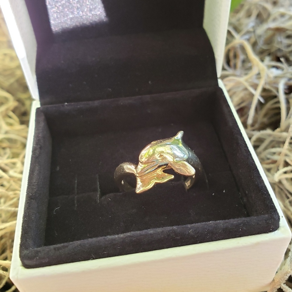 Wyland Galleries 14K Gold Dolphin Ring sz 6